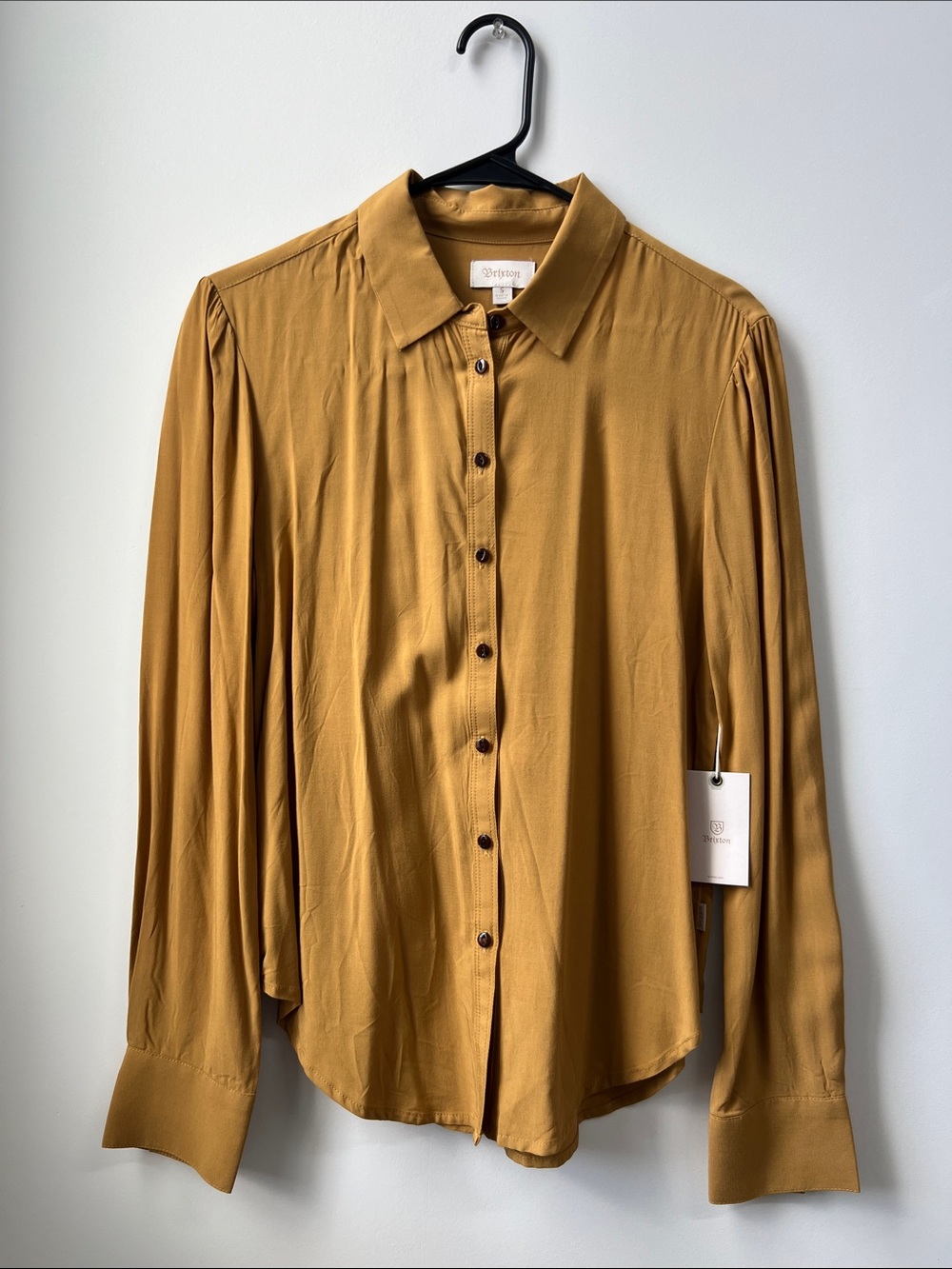 NWT Brixton Kate Mustard-Yellow Button Front Long Sleeve Shirt